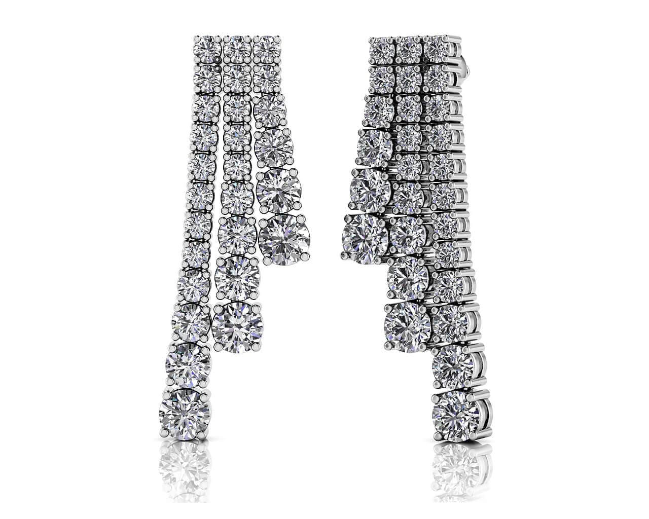 Graduated Diamond Triple Row Drop Earrings Diamond with 3.93 ct.(finished)